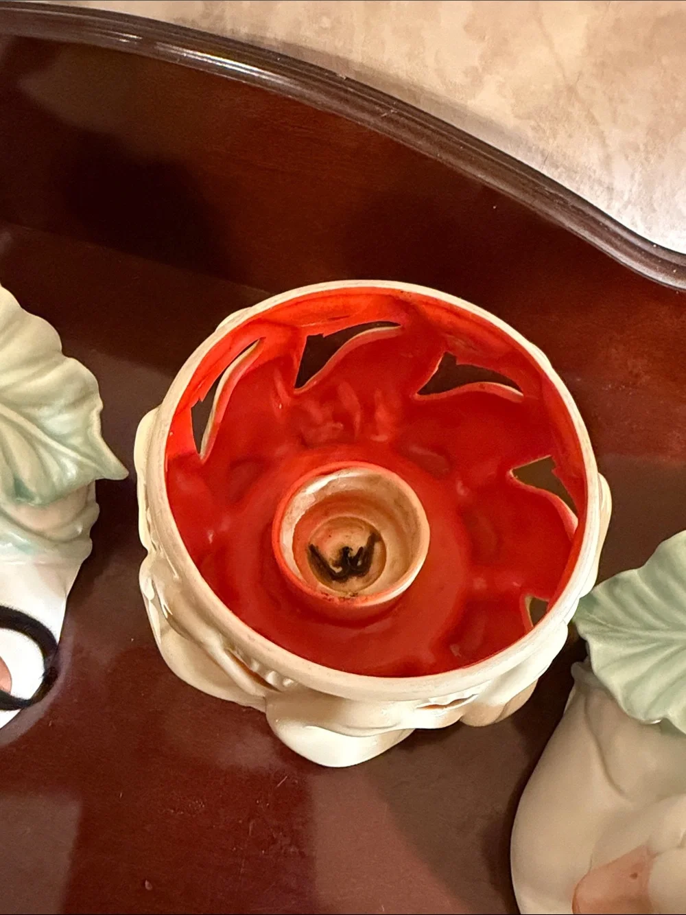 Set of 3 candle holders  Duck Figurine with Pink Flowers